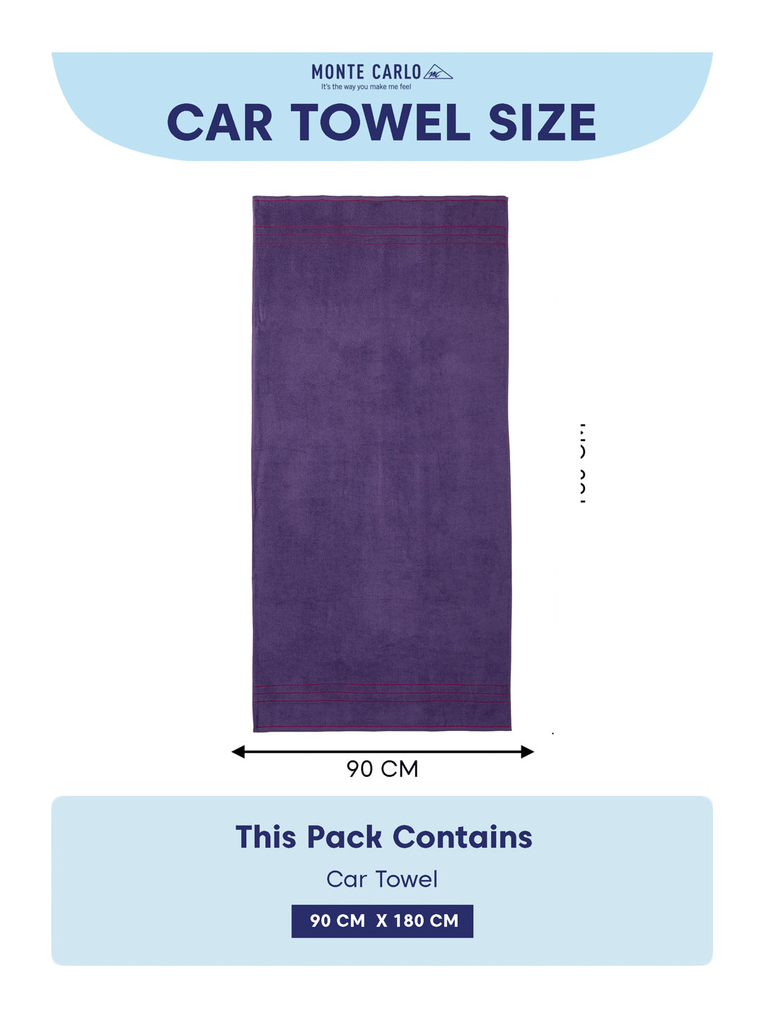 Purple Pure Cotton Solid 340 GSM Car Towel 1 Piece (Soho Collection)
