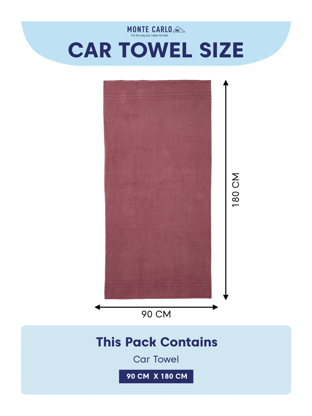 Mauve Pure Cotton Solid 340 GSM Car Towel 1 Piece (Soho Collection)