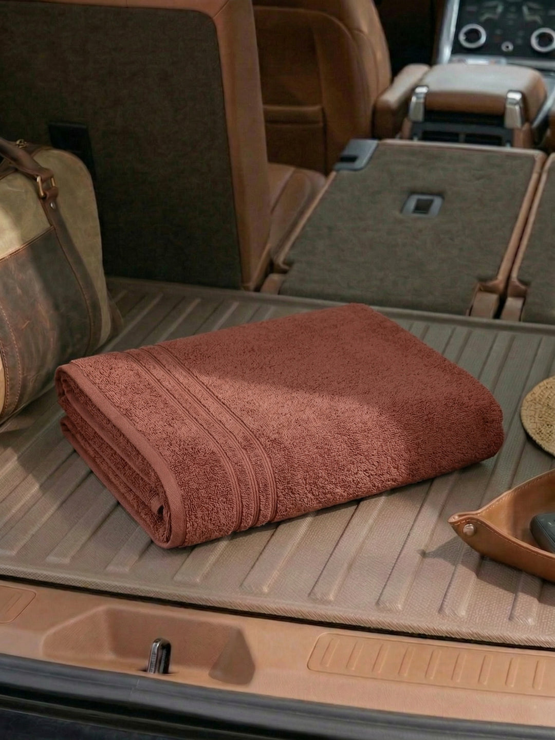 Rust Pure Cotton Solid 340 GSM Car Towel 1 Piece (Soho Collection)