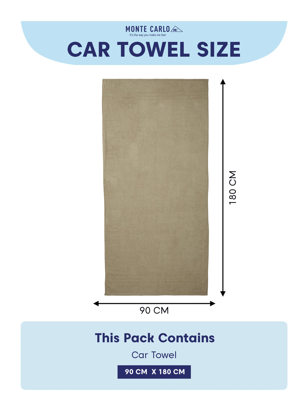 Beige Pure Cotton Solid 340 GSM Car Towel 1 Piece (Soho Collection)