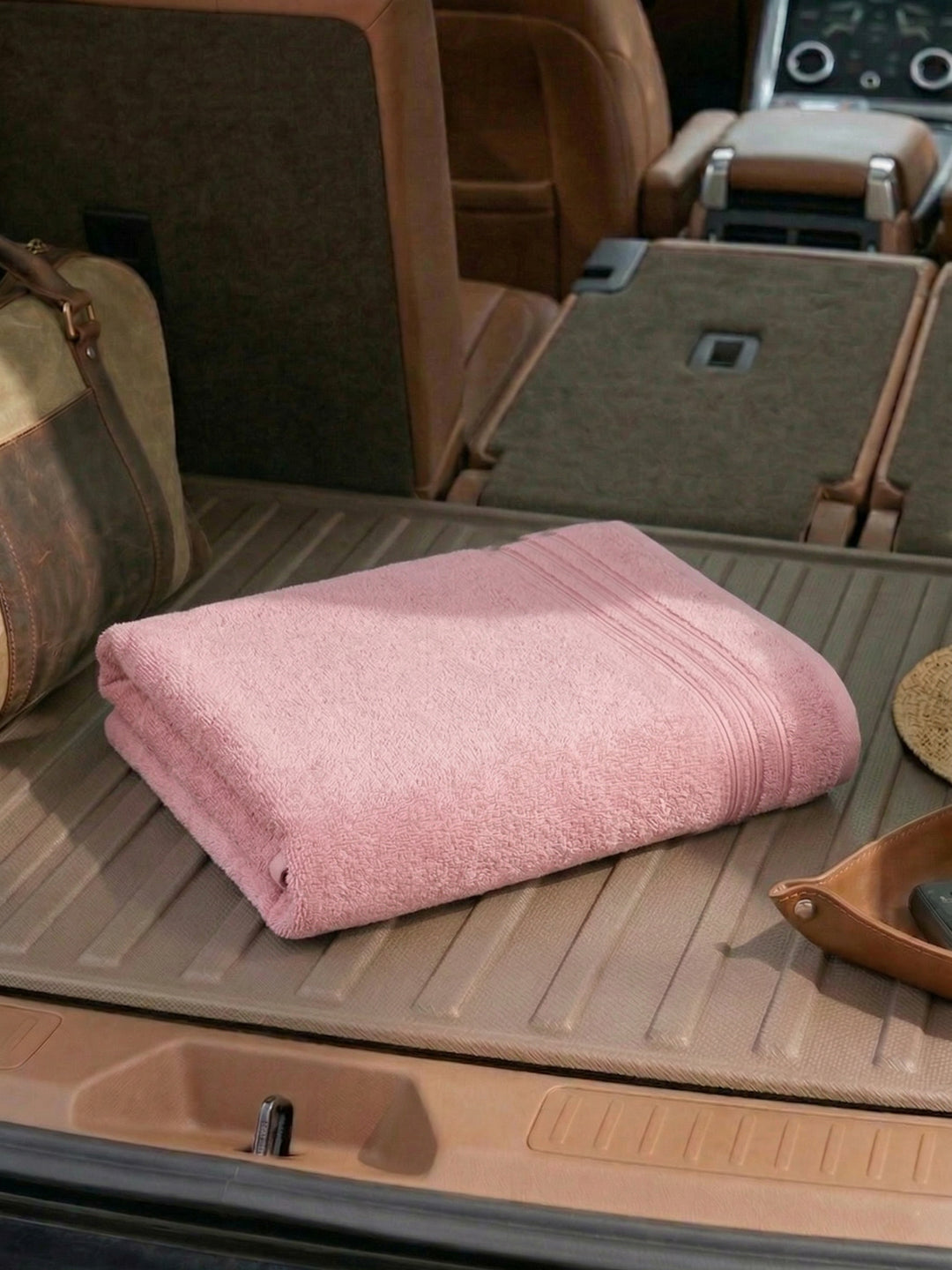 Pink Pure Cotton Solid 340 GSM Car Towel 1 Piece (Soho Collection)
