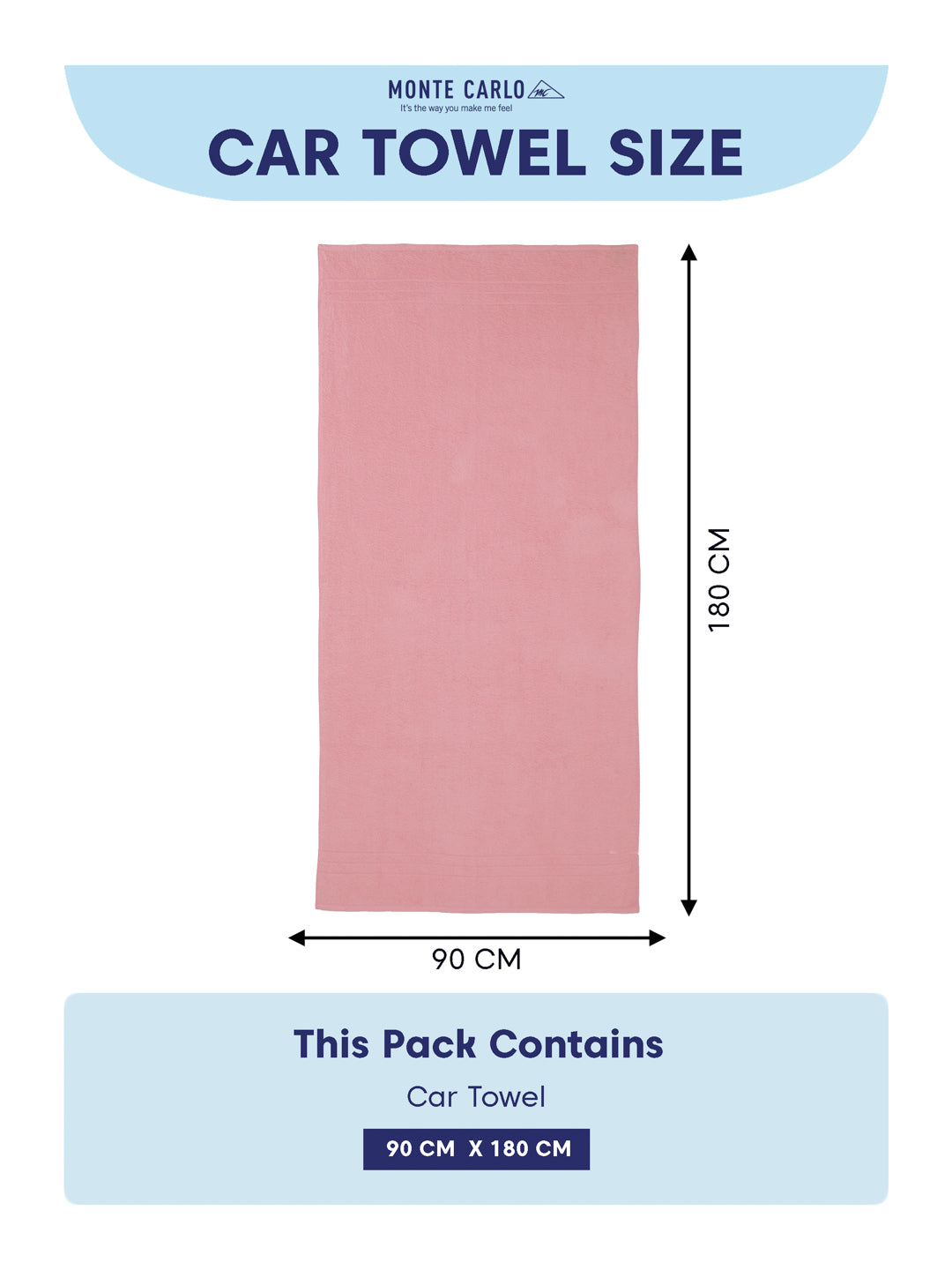 Pink Pure Cotton Solid 340 GSM Car Towel 1 Piece (Soho Collection)
