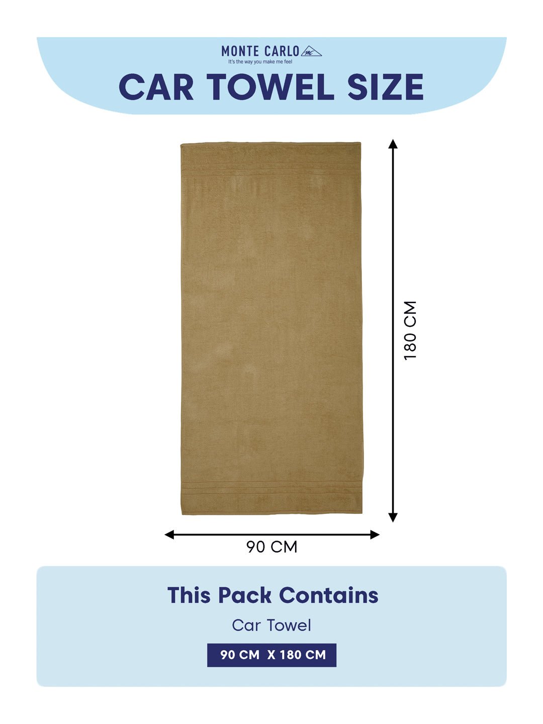 Khaki Pure Cotton Solid 340 GSM Car Towel 1 Piece (Soho Collection)