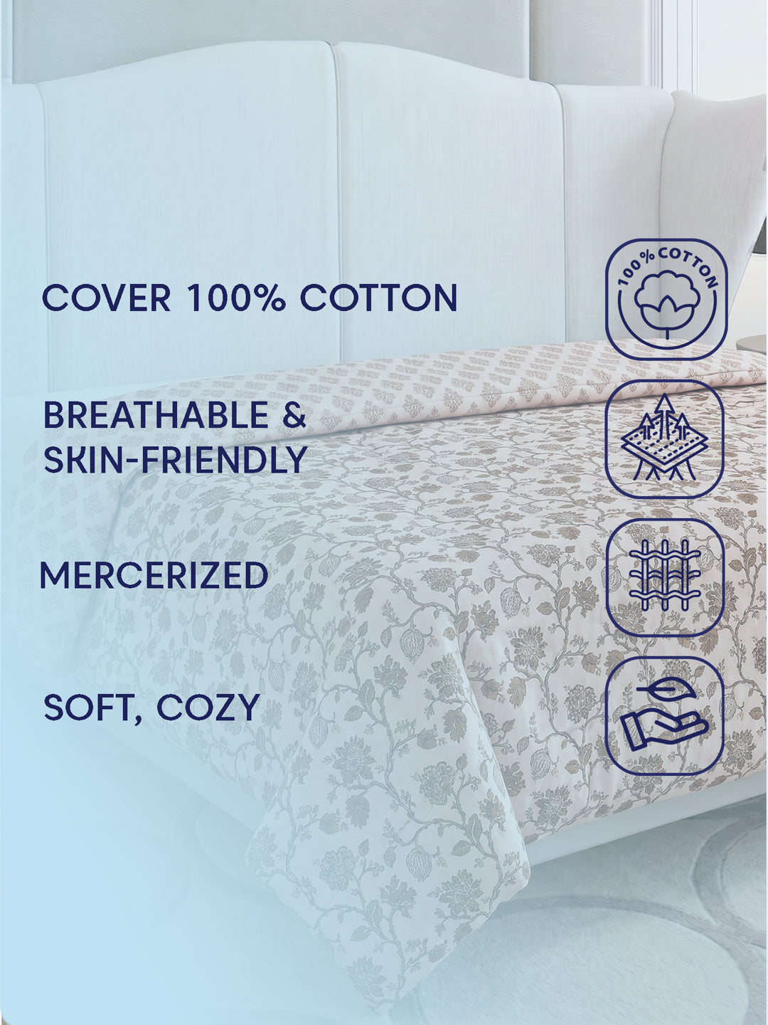 Prestige Collection Premium Floral Print 3 Ply 136 TC Double Bed Dohar