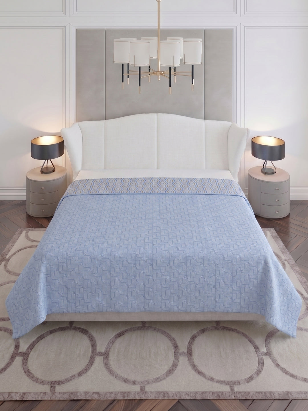 Prestige Collection Premium Vertical Wave Print 3 Ply 136 TC Double Bed Dohar