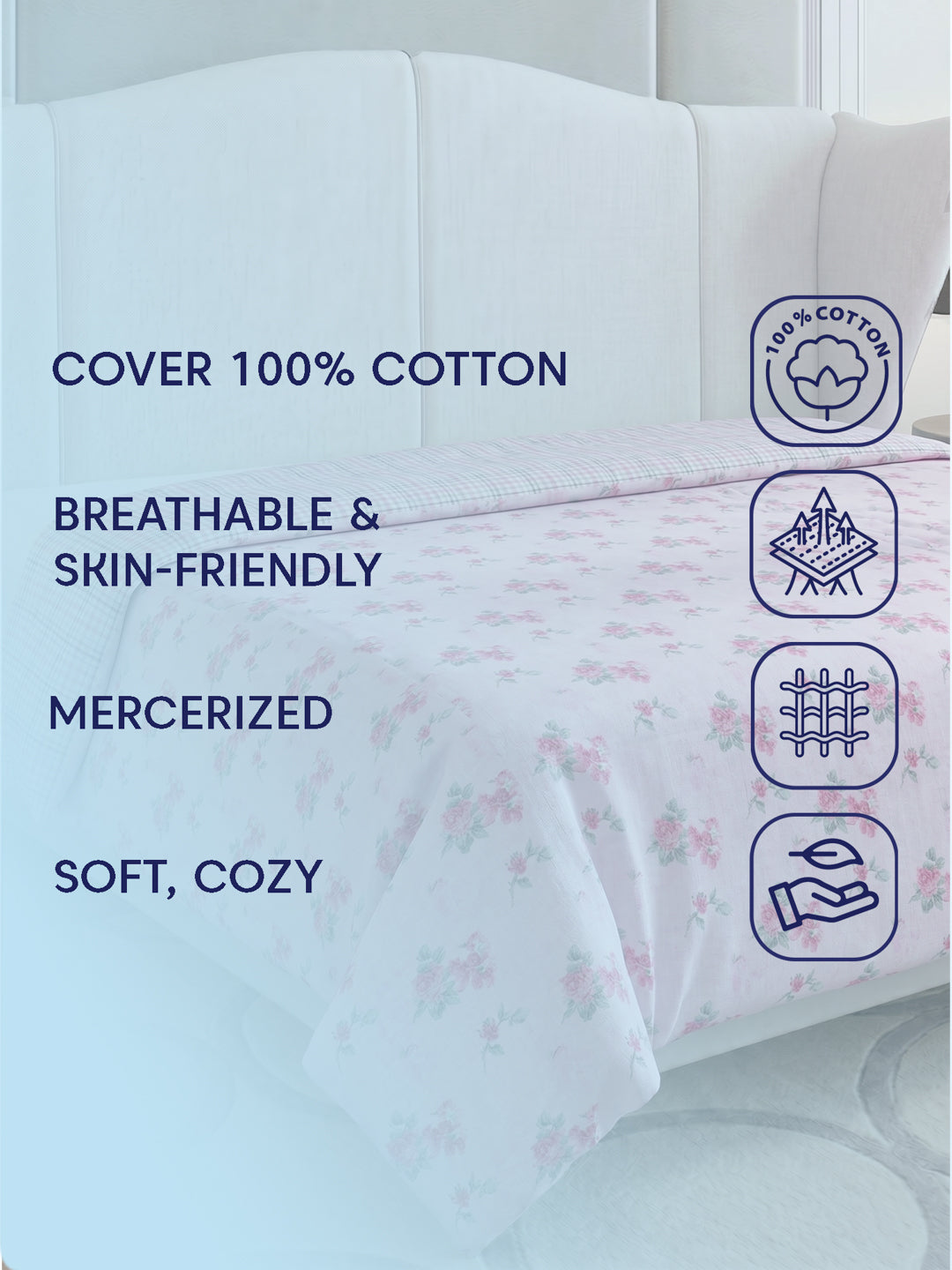 Prestige Collection Premium Floral Print 3 Ply 136 TC Double Bed Dohar