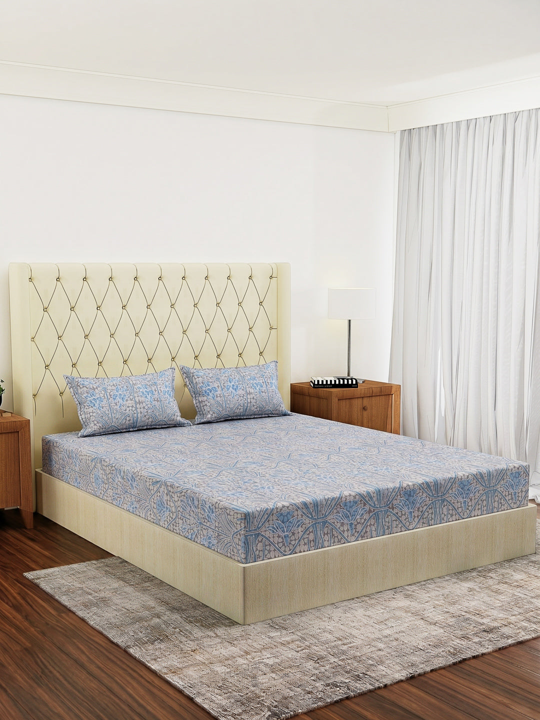 144 TC Pure Cotton King Size Bedsheet with 2 Pillow Covers Prestige Collection