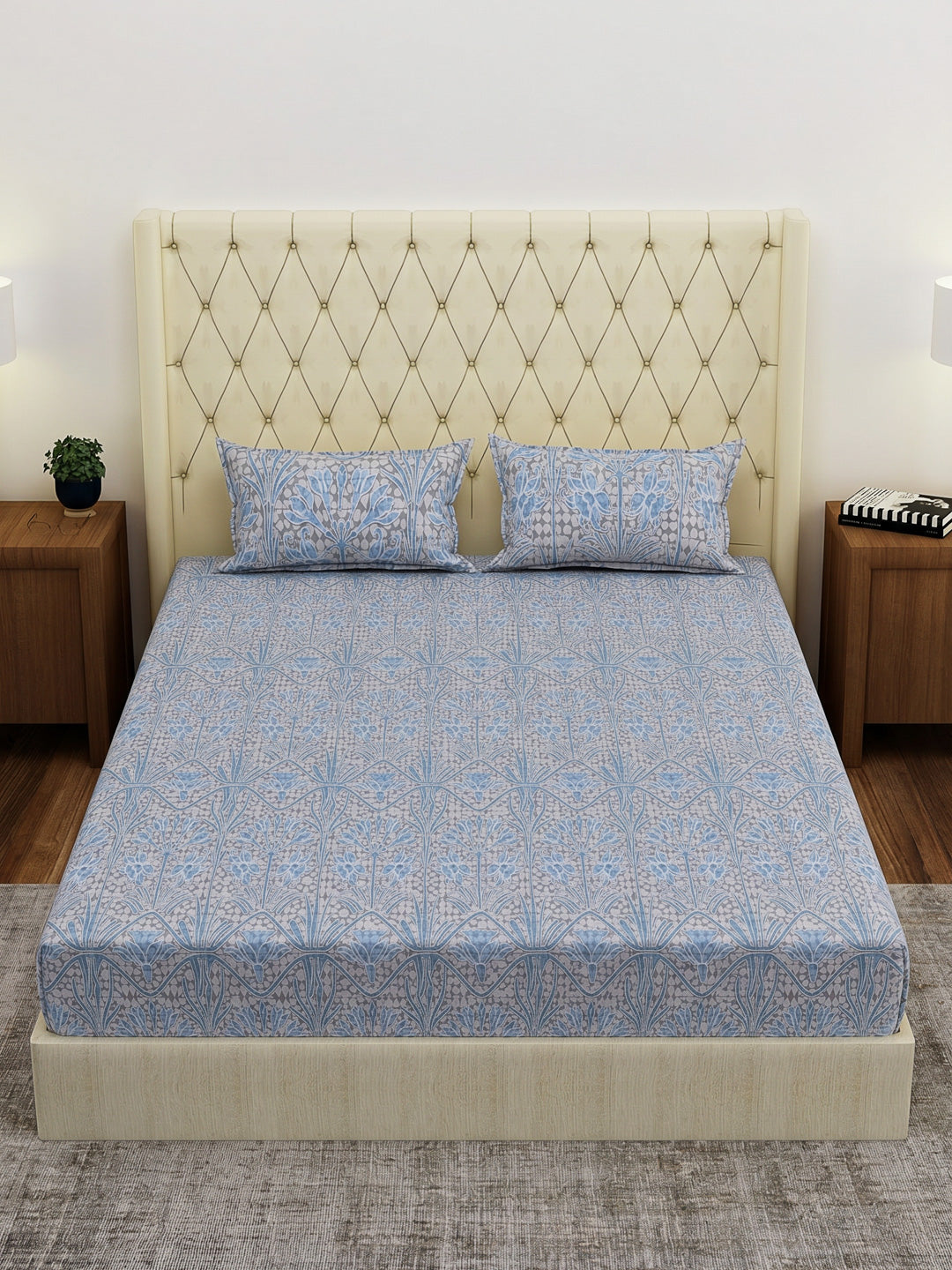 144 TC Pure Cotton King Size Bedsheet with 2 Pillow Covers Prestige Collection