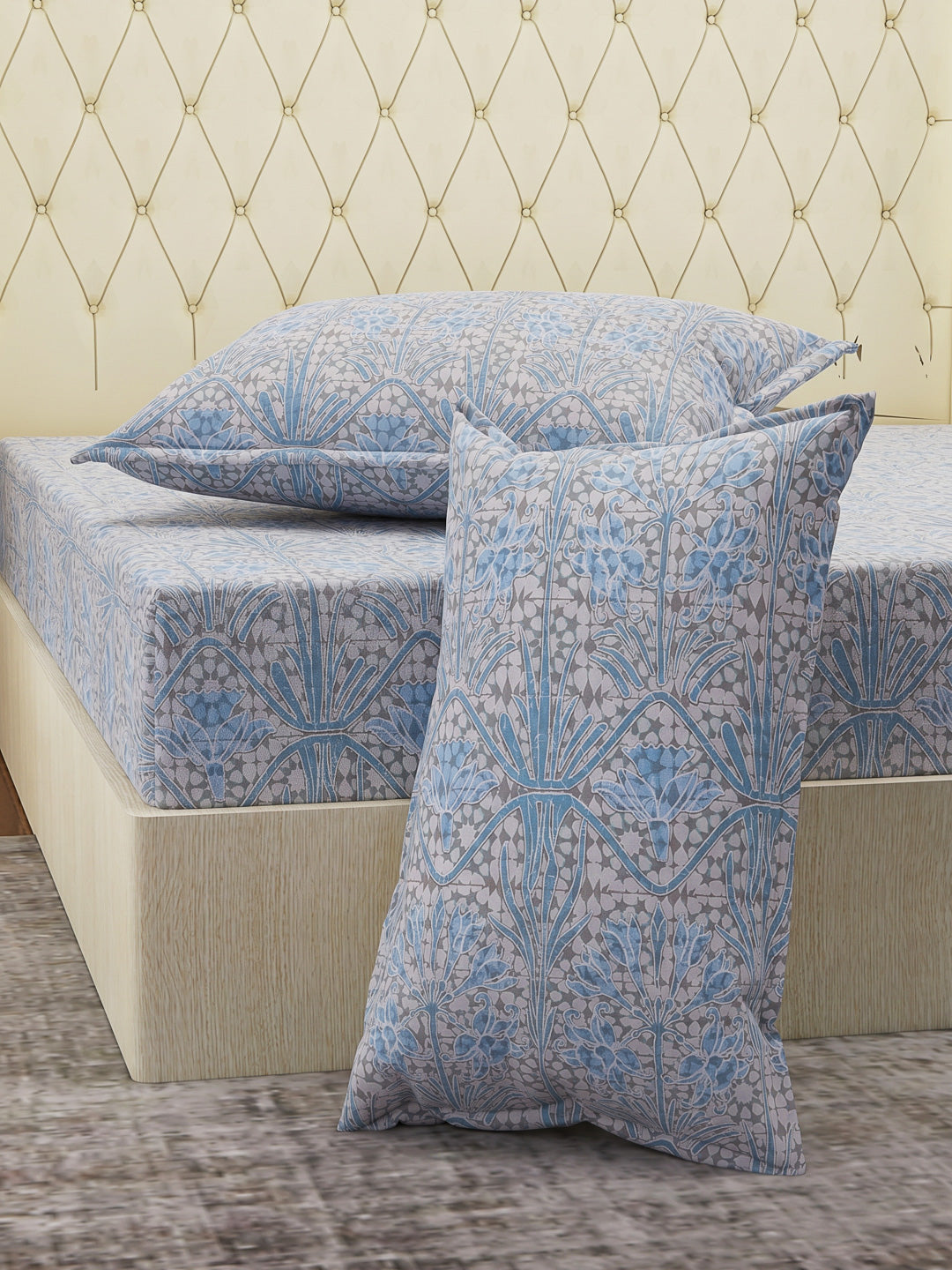 144 TC Pure Cotton King Size Bedsheet with 2 Pillow Covers Prestige Collection
