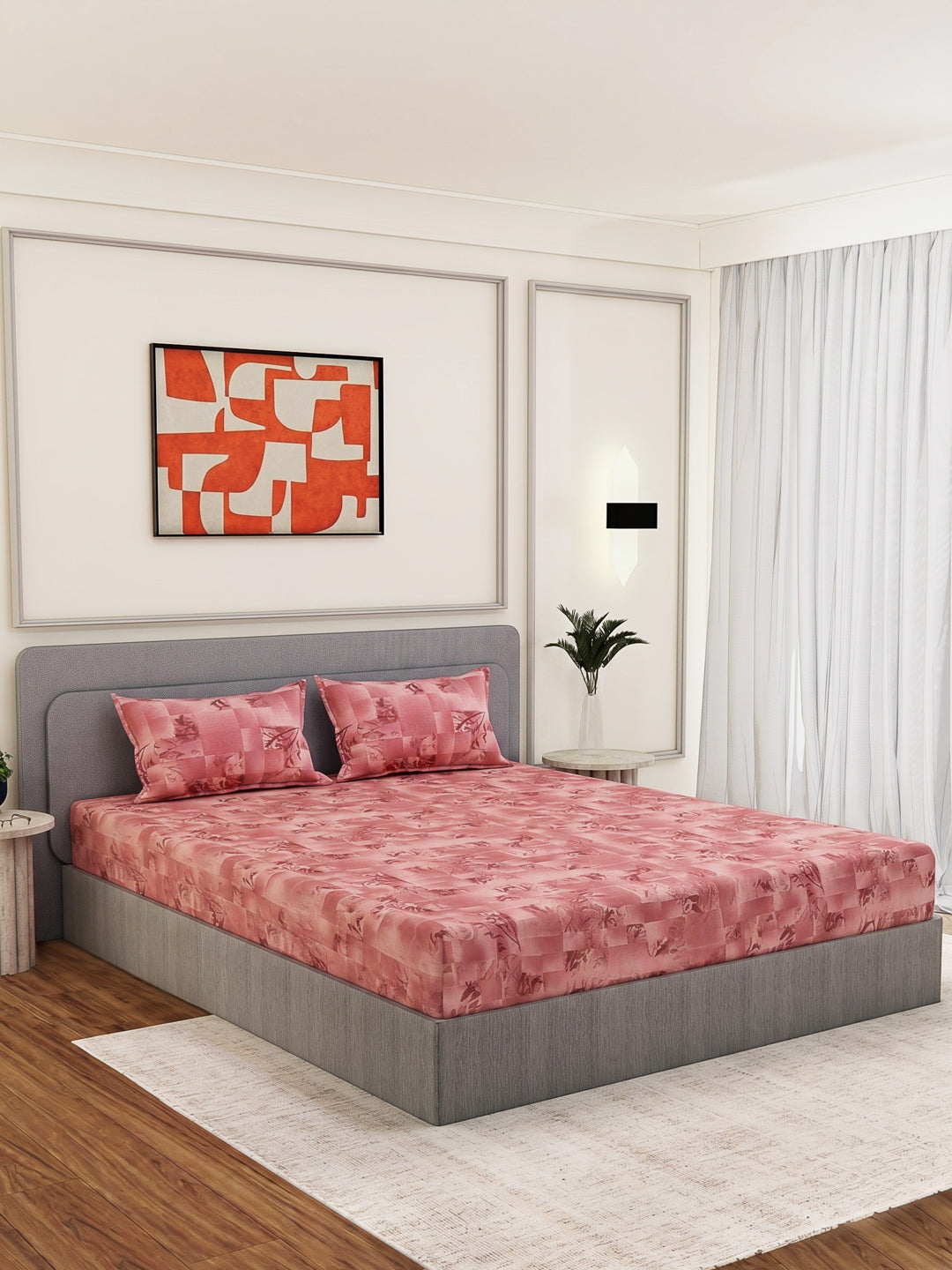 144 TC Pure Cotton King Size Bedsheet with 2 Pillow Covers Prestige Collection