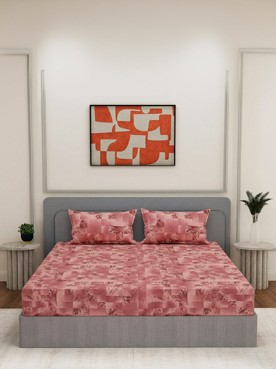144 TC Pure Cotton King Size Bedsheet with 2 Pillow Covers Prestige Collection