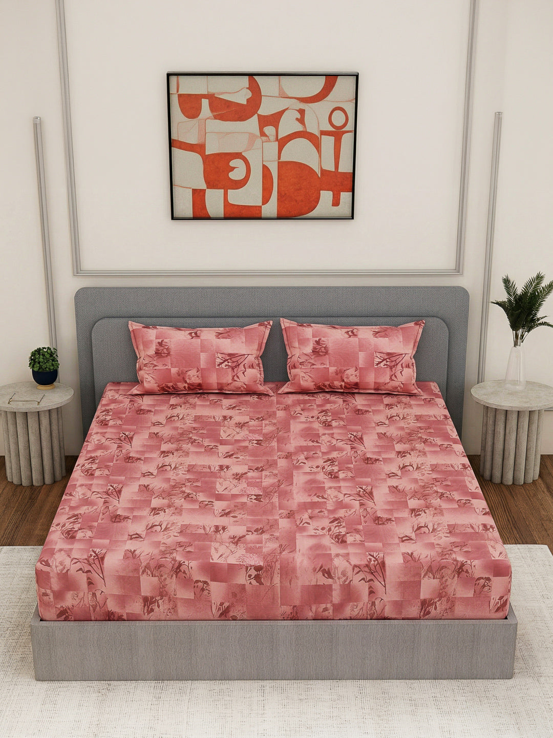 144 TC Pure Cotton King Size Bedsheet with 2 Pillow Covers Prestige Collection