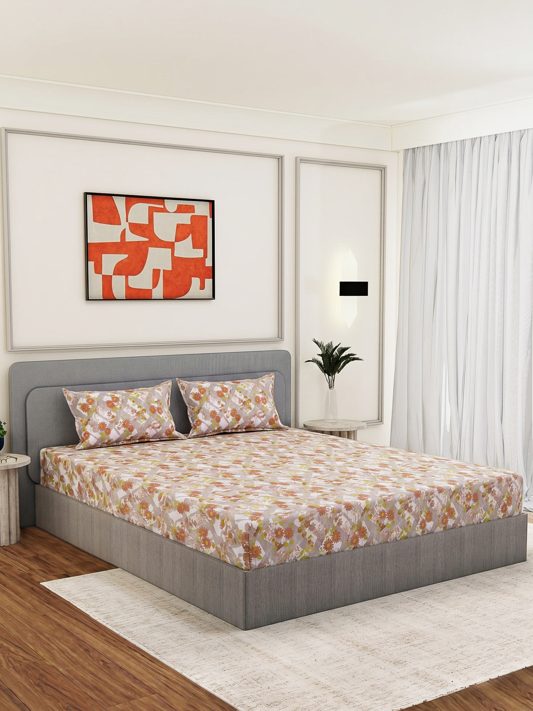 144 TC Pure Cotton King Size Bedsheet with 2 Pillow Covers Prestige Collection