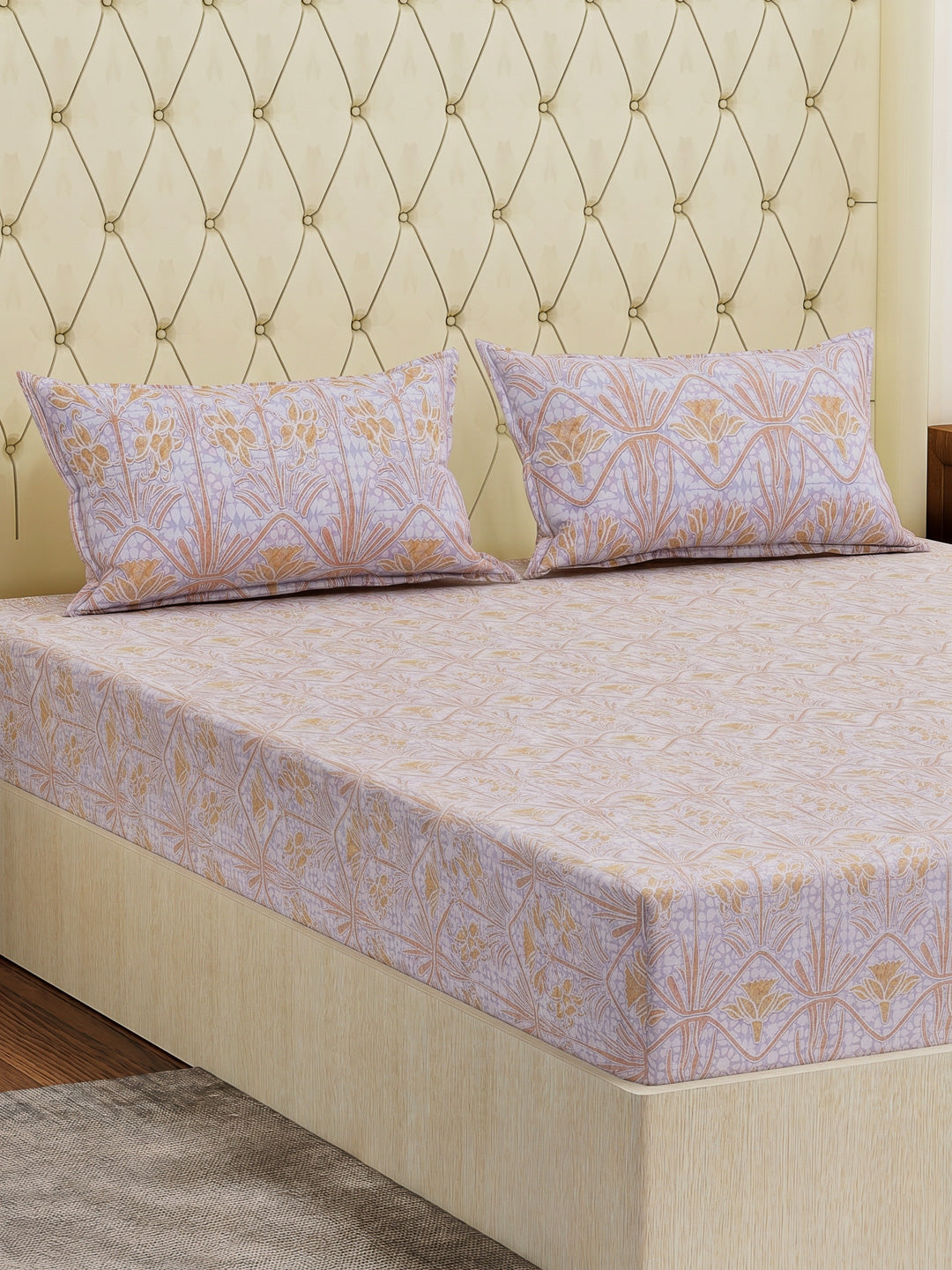 144 TC Pure Cotton King Size Bedsheet with 2 Pillow Covers Prestige Collection