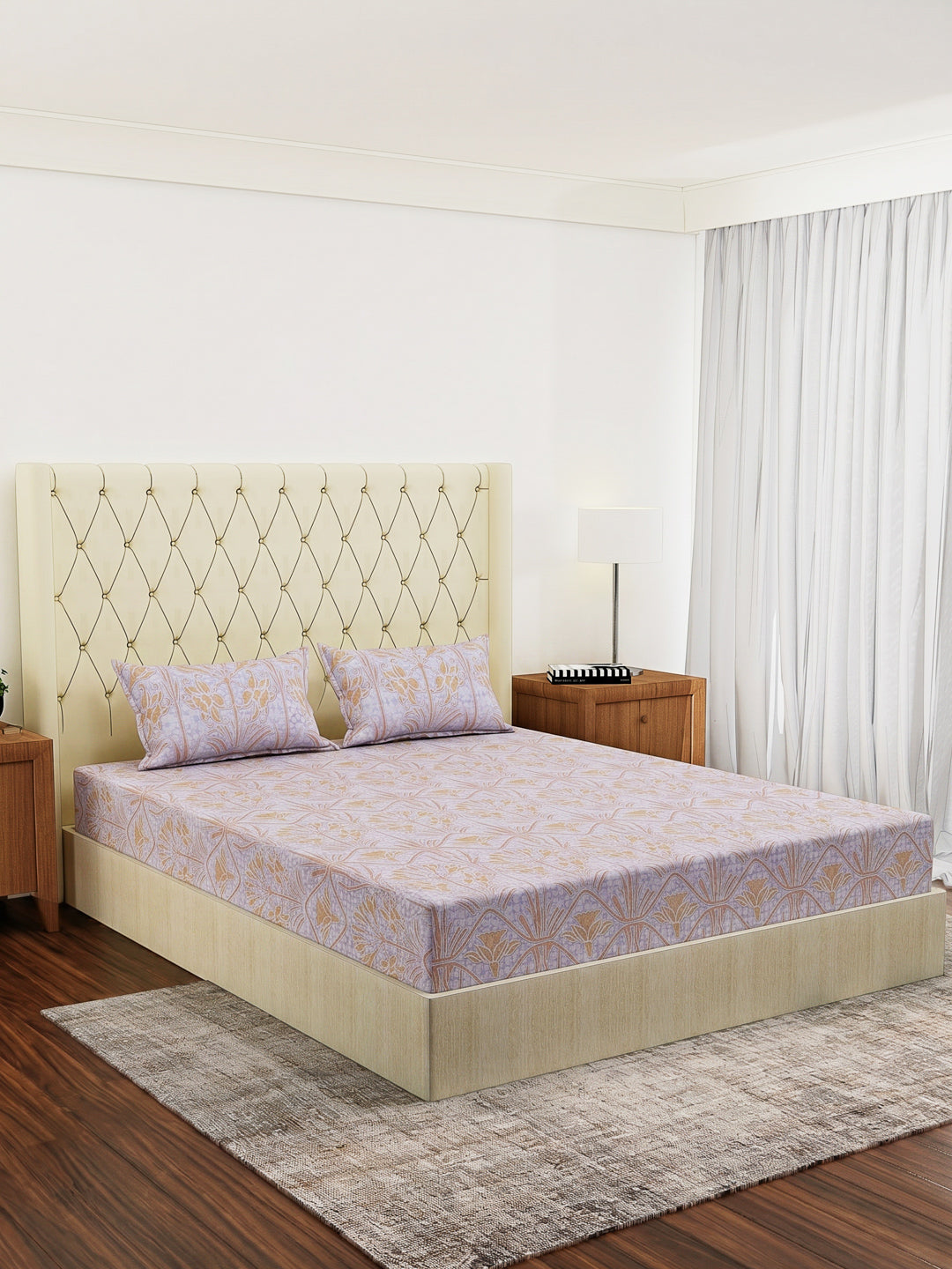 144 TC Pure Cotton King Size Bedsheet with 2 Pillow Covers Prestige Collection