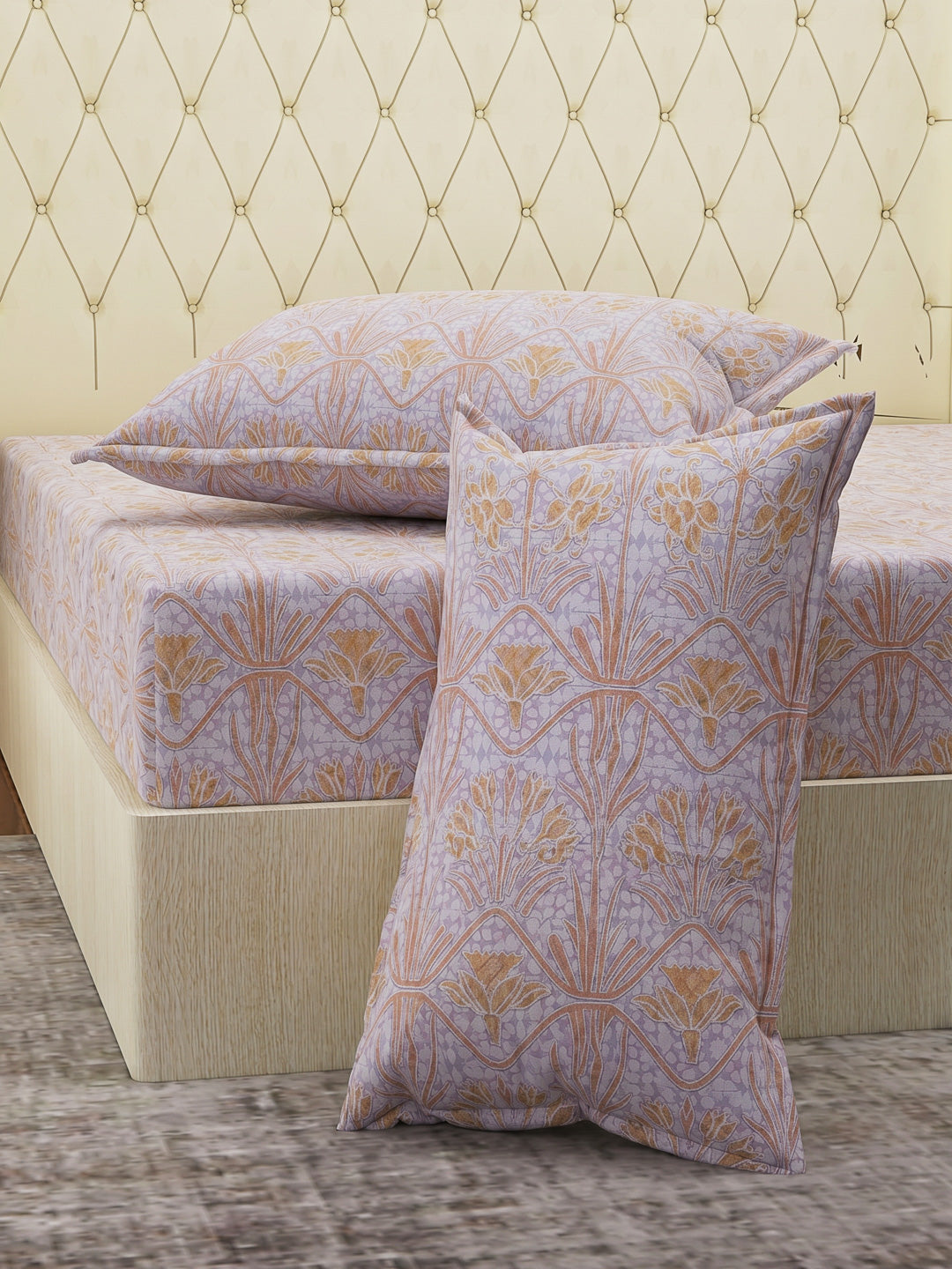 144 TC Pure Cotton King Size Bedsheet with 2 Pillow Covers Prestige Collection