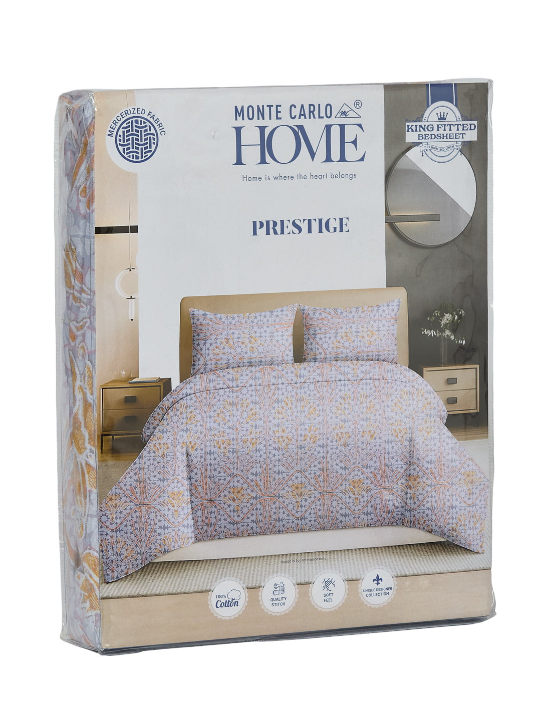 144 TC Pure Cotton King Size Bedsheet with 2 Pillow Covers Prestige Collection