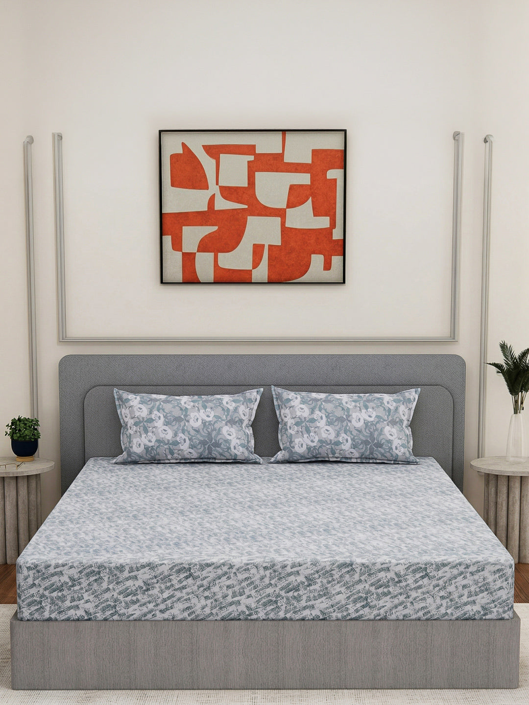 144 TC Pure Cotton King Size Bedsheet with 2 Pillow Covers Prestige Collection