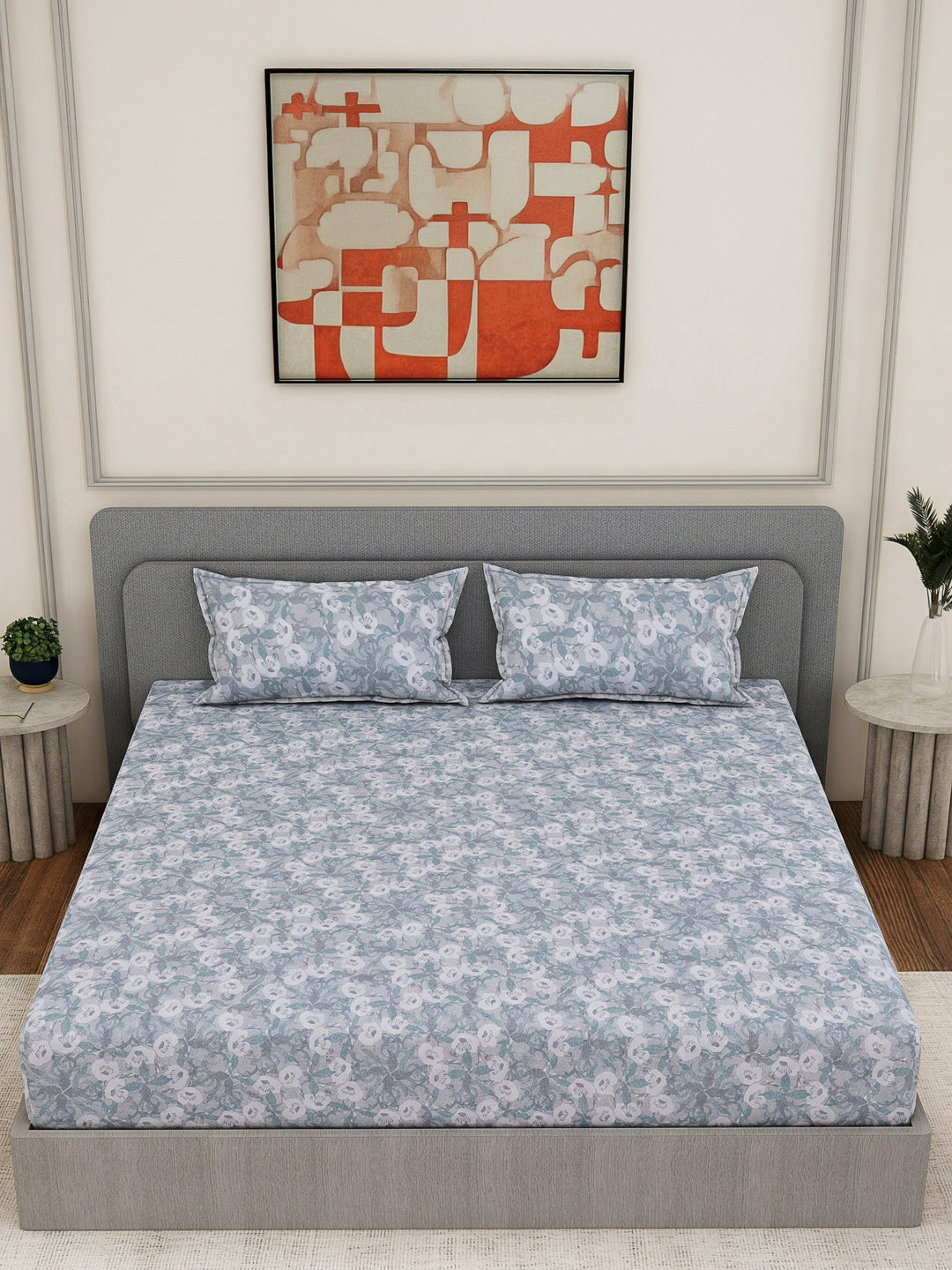 144 TC Pure Cotton King Size Bedsheet with 2 Pillow Covers Prestige Collection