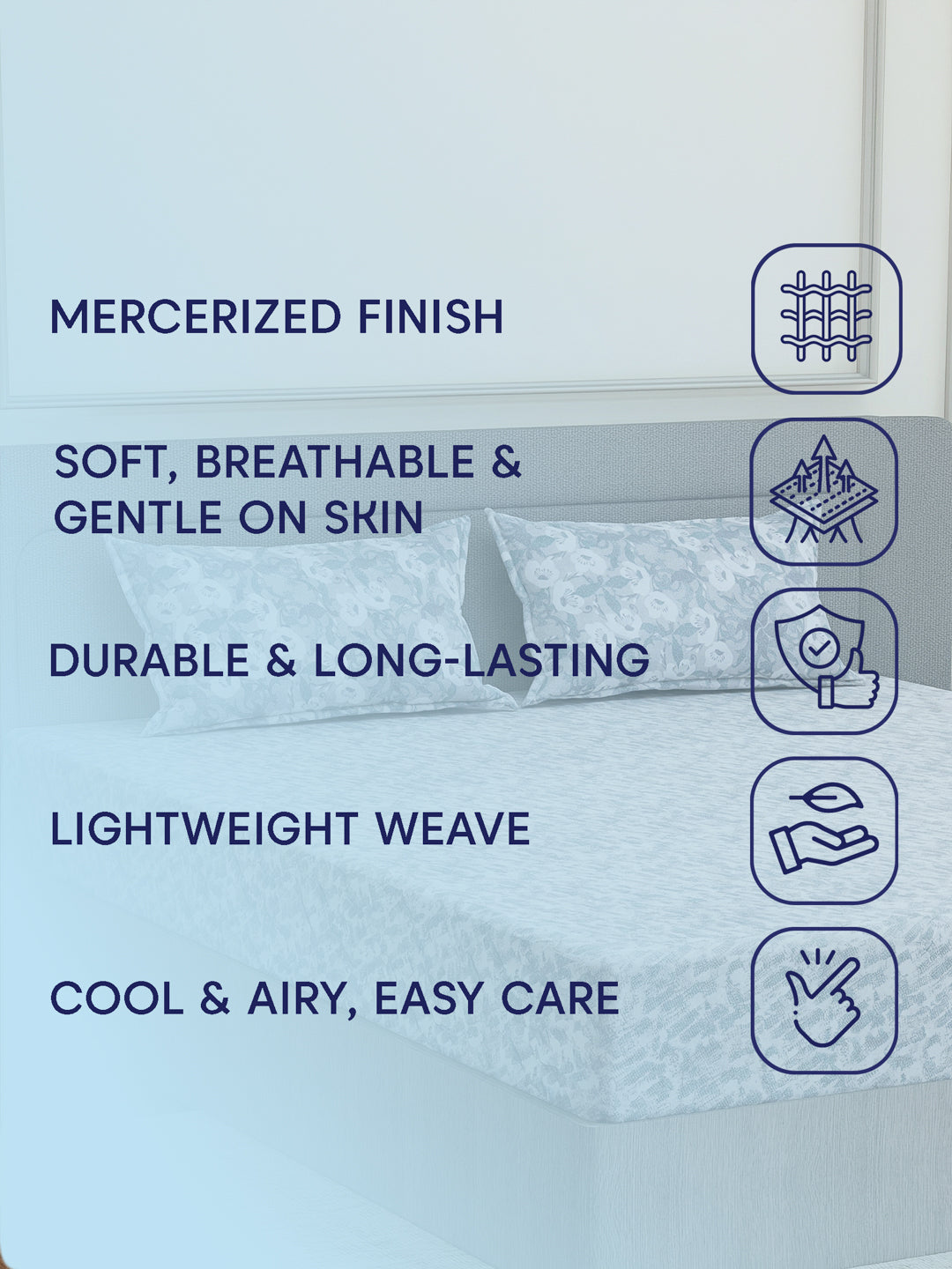 144 TC Pure Cotton King Size Bedsheet with 2 Pillow Covers Prestige Collection