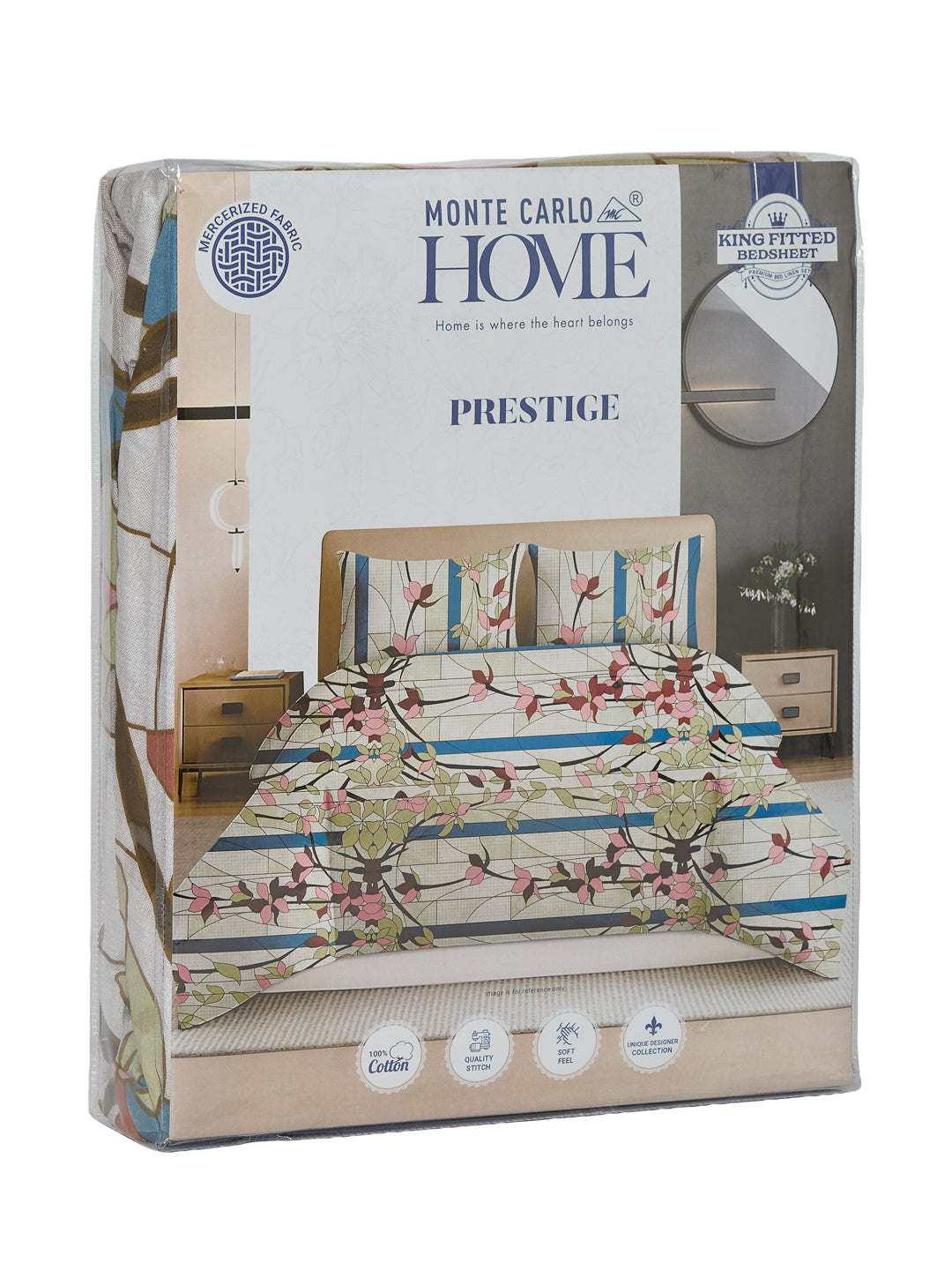 144 TC Pure Cotton King Size Bedsheet with 2 Pillow Covers Prestige Collection