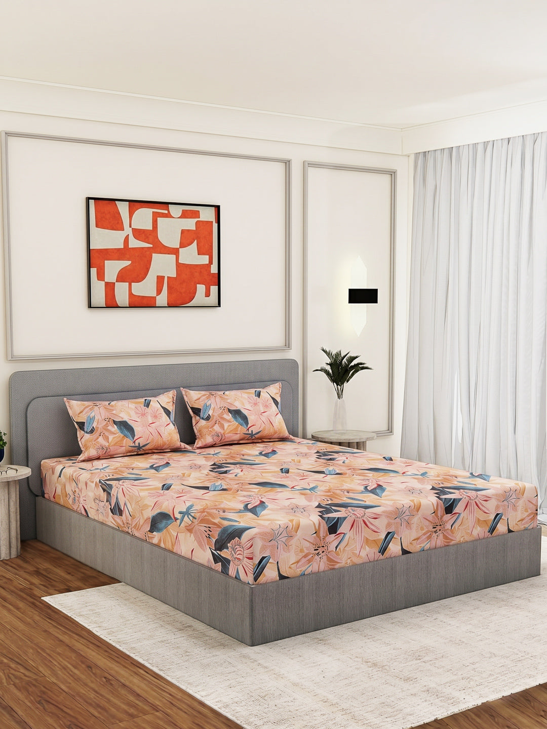 144 TC Pure Cotton King Size Bedsheet with 2 Pillow Covers Prestige Collection