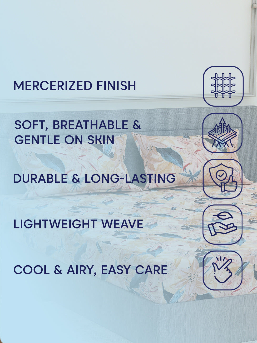 144 TC Pure Cotton King Size Bedsheet with 2 Pillow Covers Prestige Collection