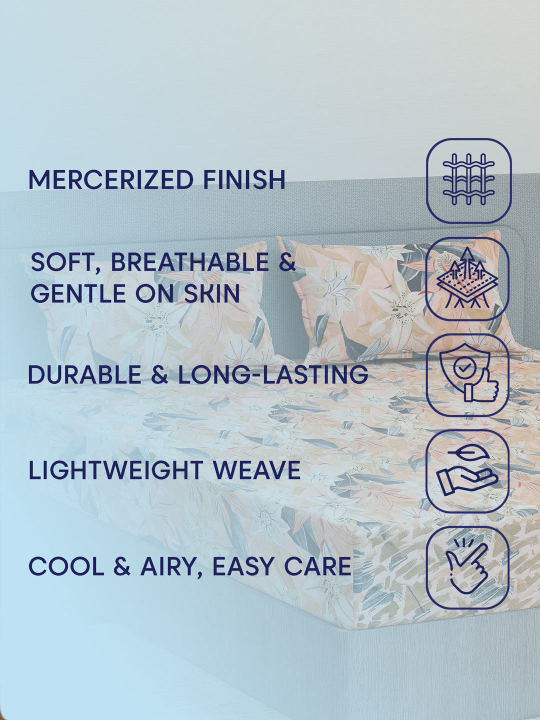 144 TC Pure Cotton King Size Bedsheet with 2 Pillow Covers Prestige Collection