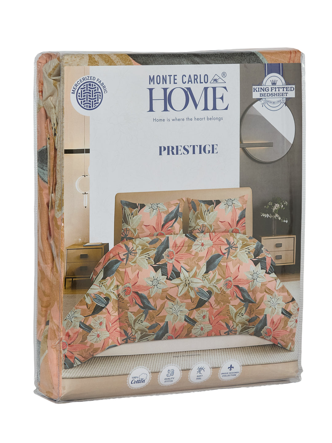 144 TC Pure Cotton King Size Bedsheet with 2 Pillow Covers Prestige Collection