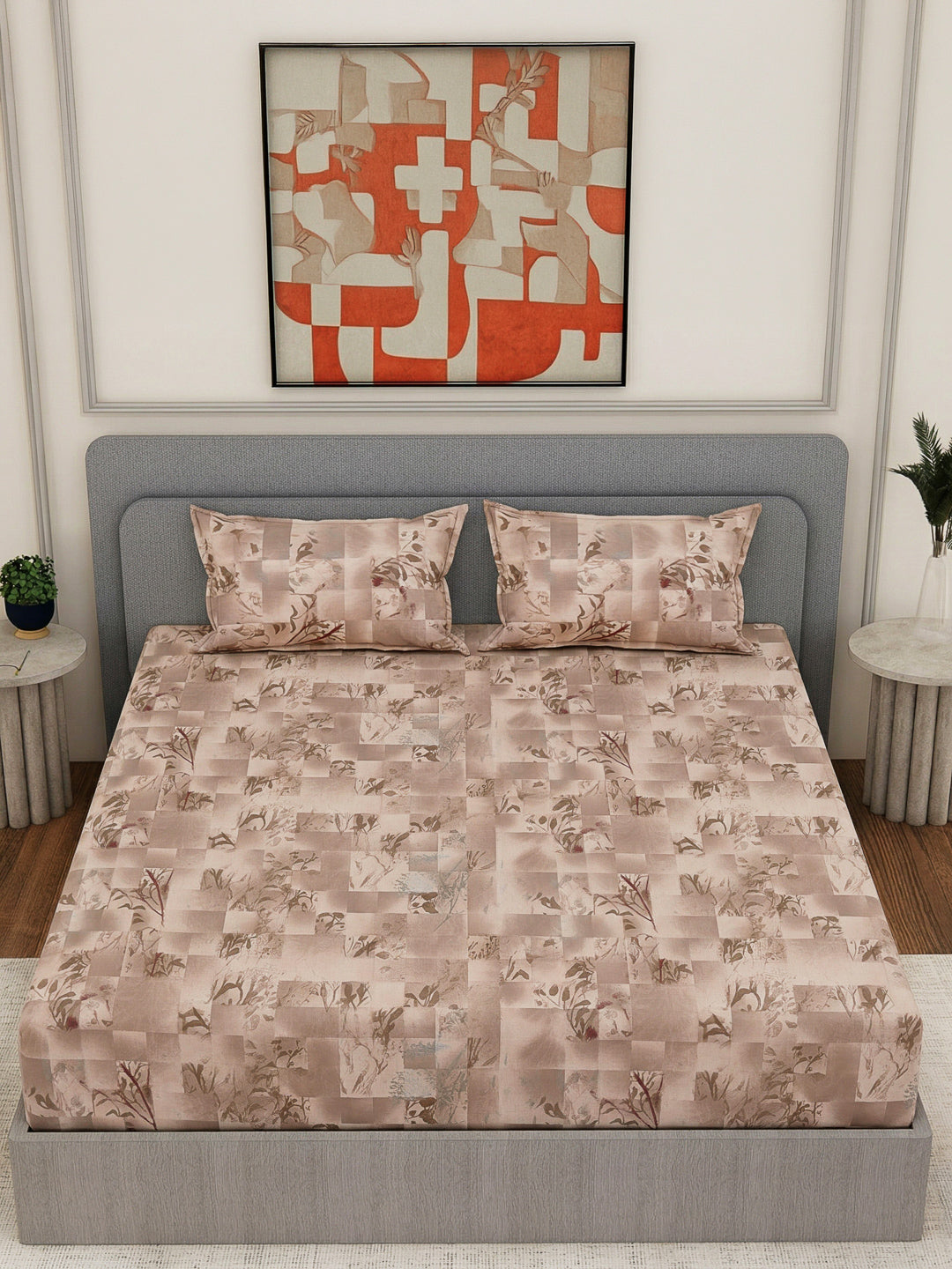 144 TC Pure Cotton King Size Bedsheet with 2 Pillow Covers Prestige Collection