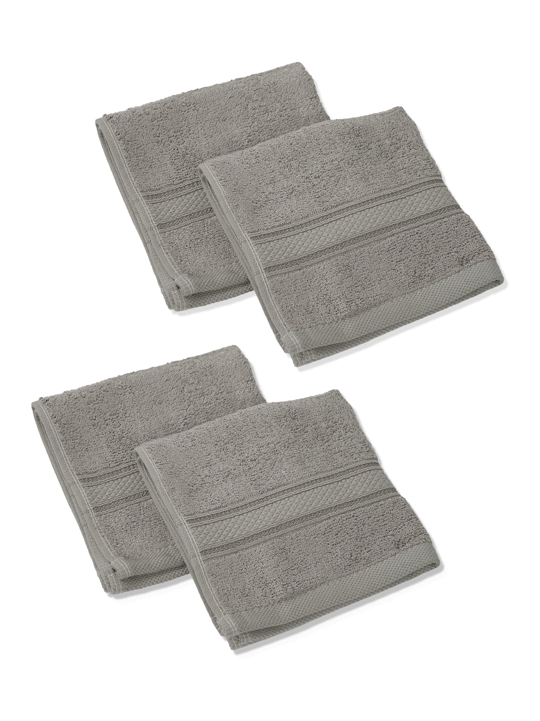 Luxury Grey Solid 600 GSM Face Towel 4 Pc Set (Eco Bamboo Collection)
