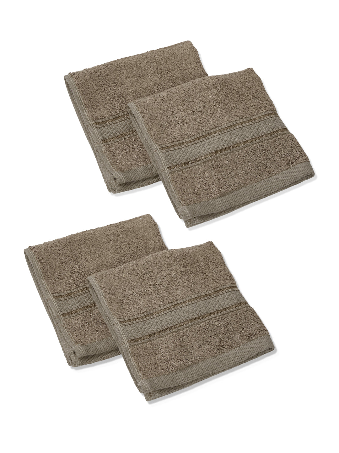 Luxury Brown Solid 600 GSM Face Towel 4 Pc Set (Eco Bamboo Collection)