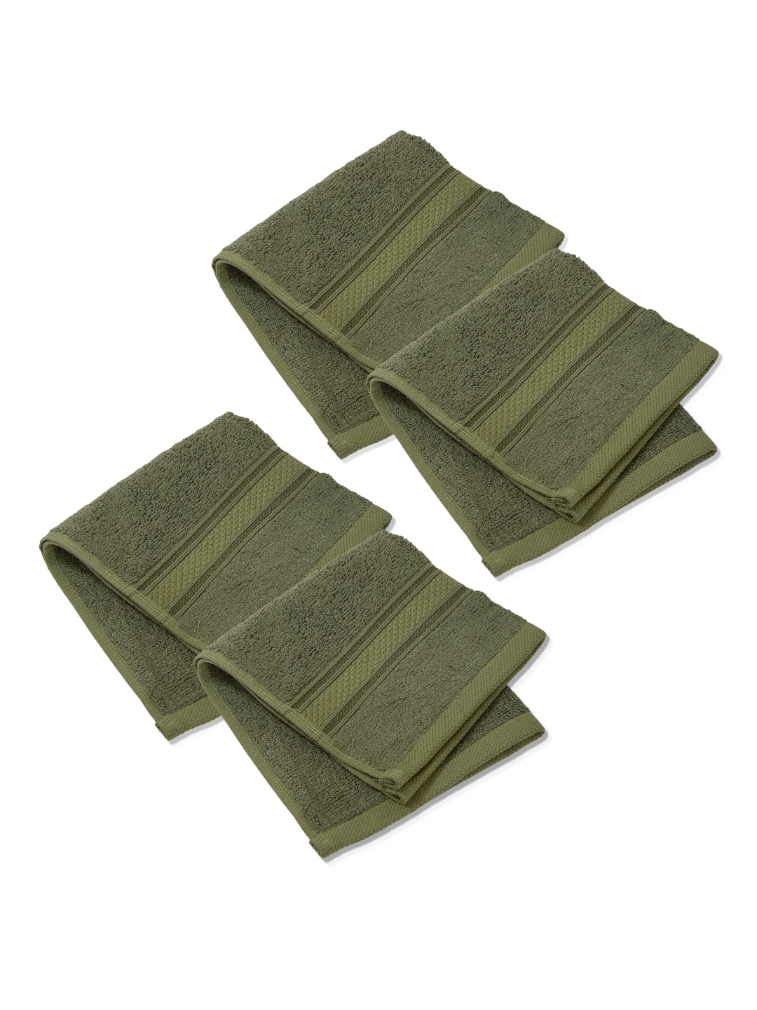 Luxury Burnt Olive Solid 600 GSM Face Towel 4 Pc Set (Eco Bamboo Collection)