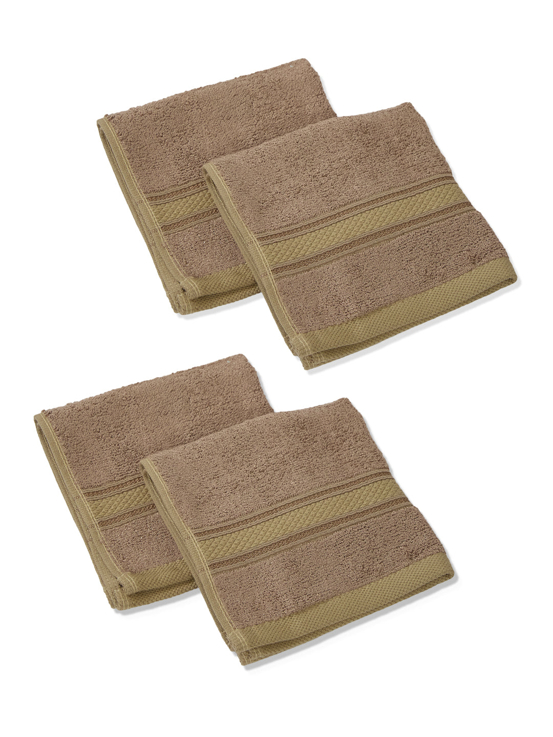 Luxury Rose Brown Solid 600 GSM Face Towel 4 Pc Set (Eco Bamboo Collection)