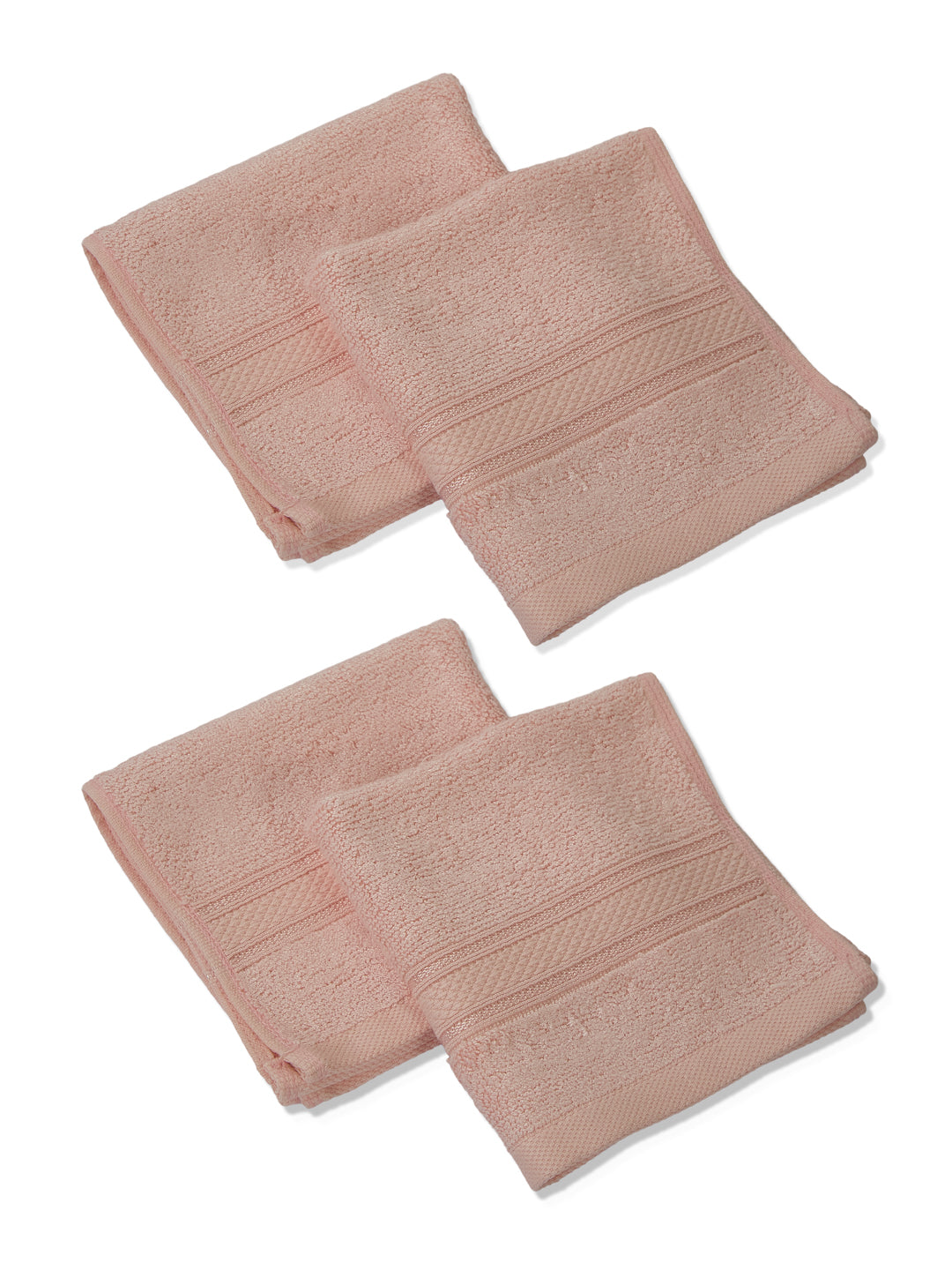 Luxury Light Pink Solid 600 GSM Face Towel 4 Pc Set (Eco Bamboo Collection)