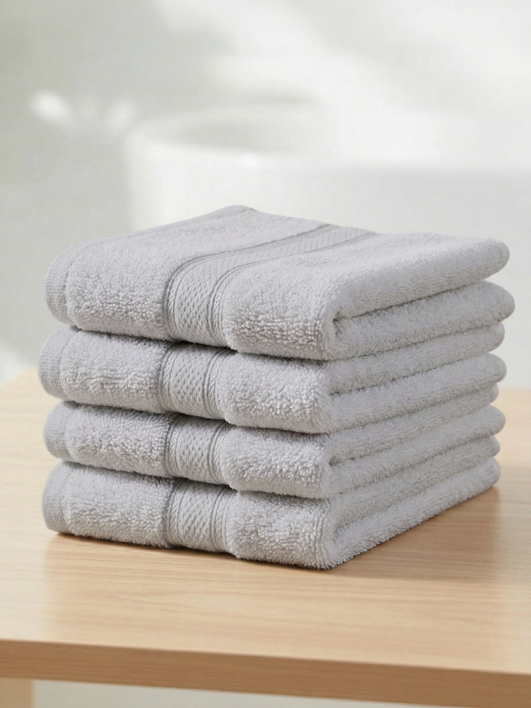White Pure Cotton Solid 400 GSM Face Towel 4 Pc Set (Jasper Collection)