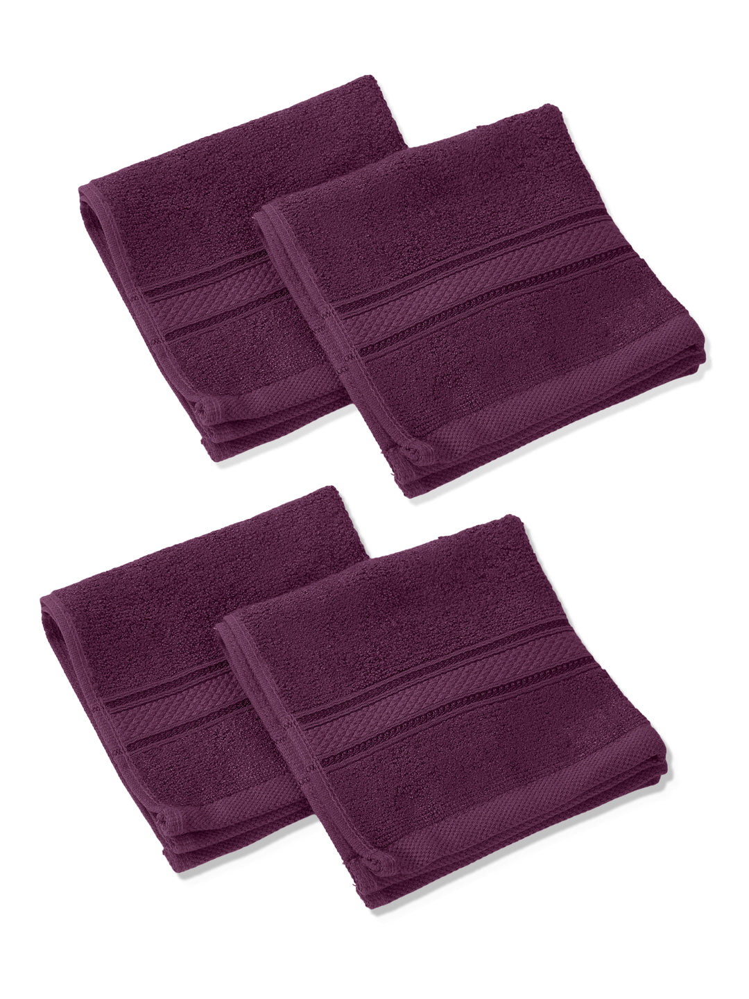 Argyle Purple Pure Cotton Solid 400 GSM Face Towel 4 Pc Set (Jasper Collection)