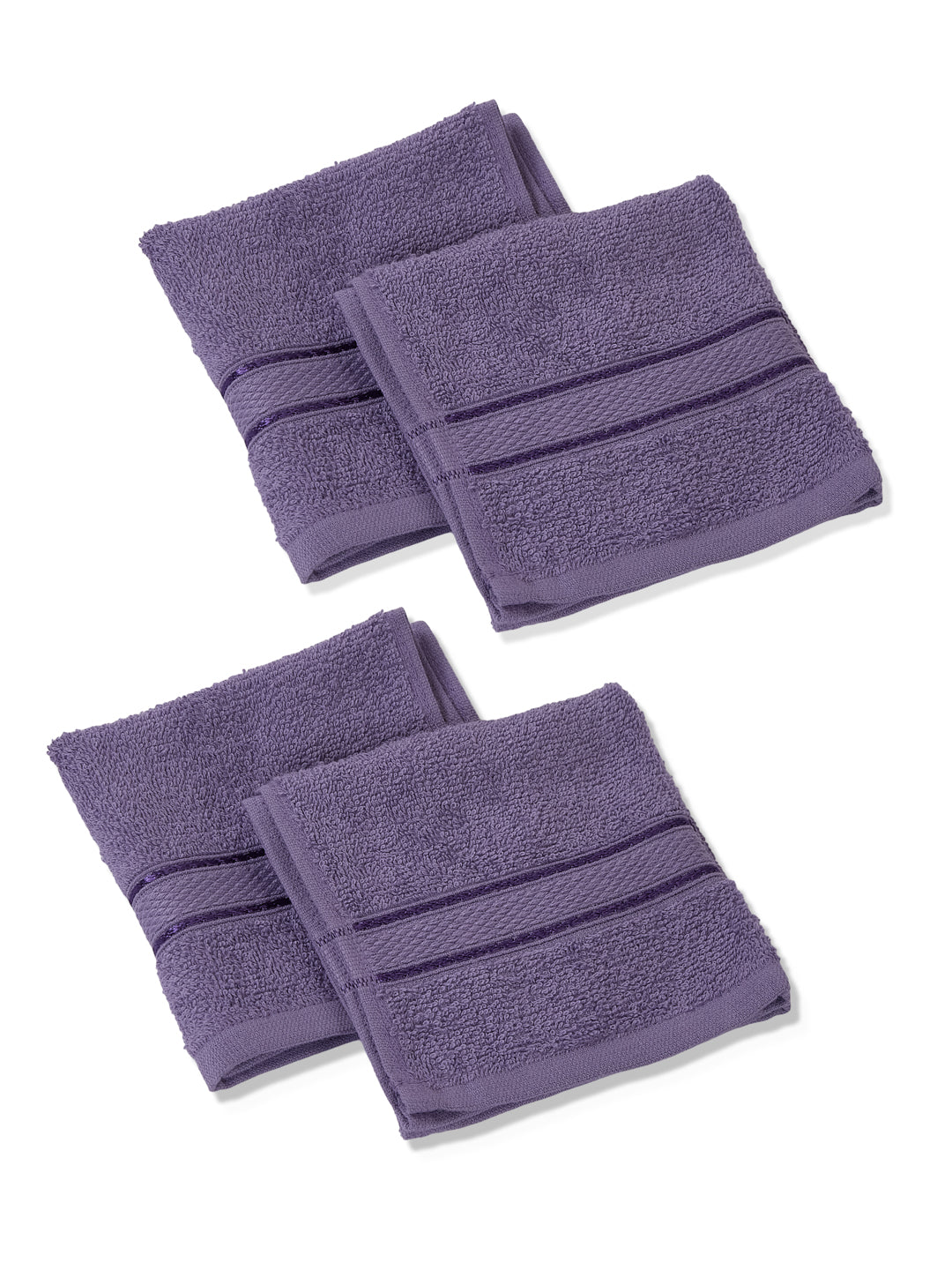 Purple Pure Cotton Solid 400 GSM Face Towel 4 Pc Set (Jasper Collection)