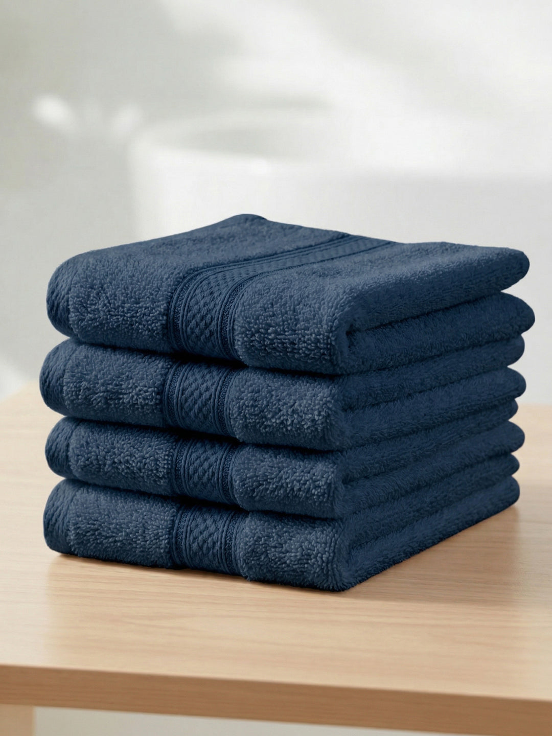Teal Blue Pure Cotton Solid 400 GSM Face Towel 4 Pc Set (Jasper Collection)