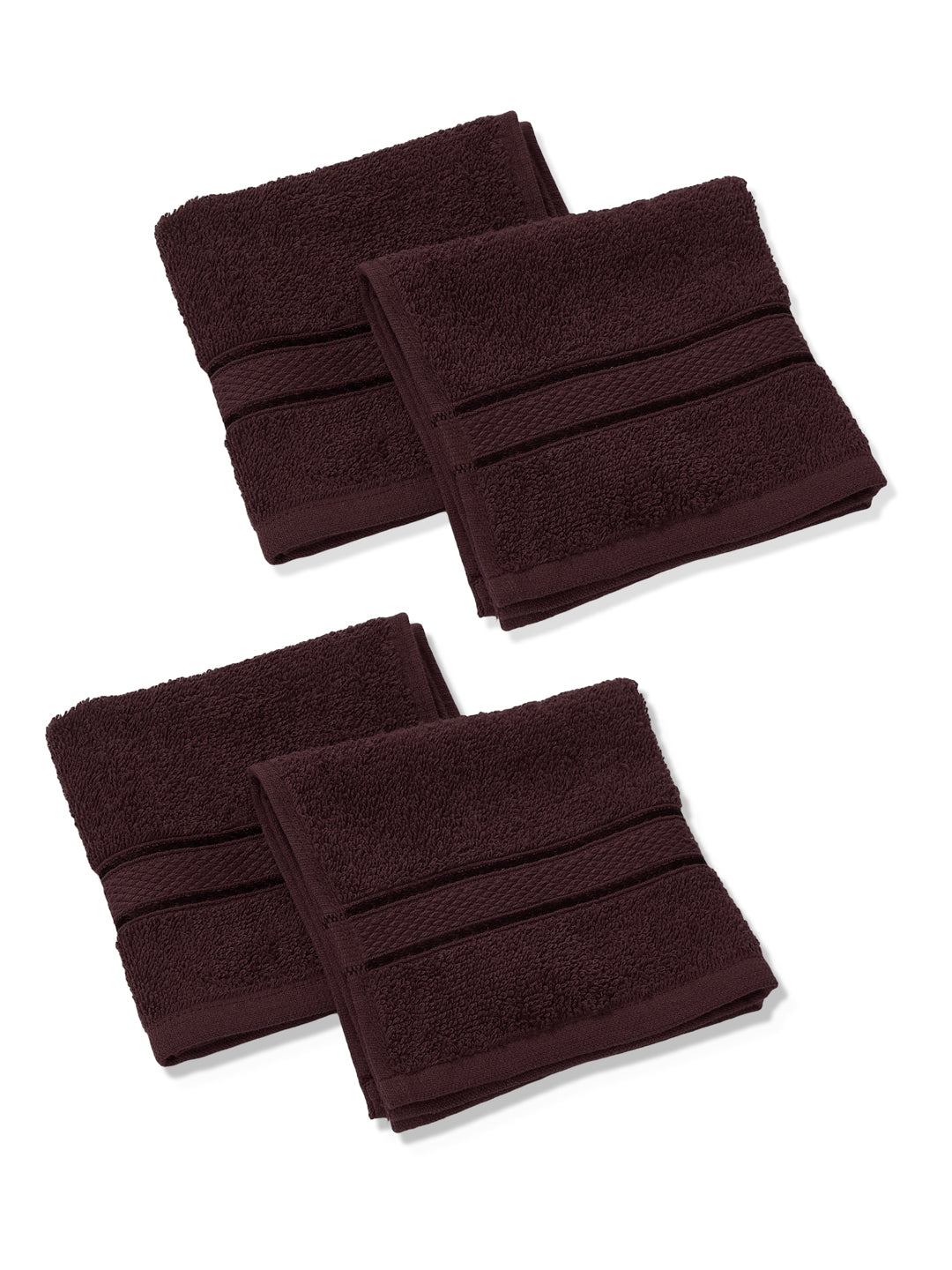 Maroon Pure Cotton Solid 400 GSM Face Towel 4 Pc Set (Jasper Collection)