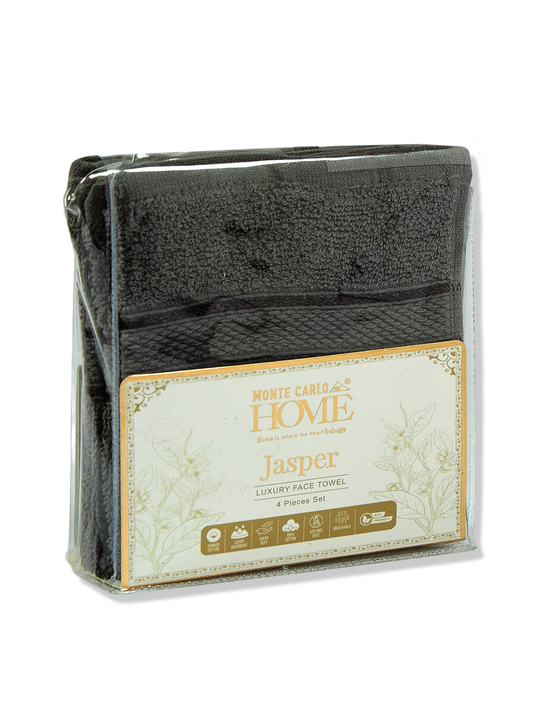 Green Pure Cotton Solid 400 GSM Face Towel 4 Pc Set (Jasper Collection)