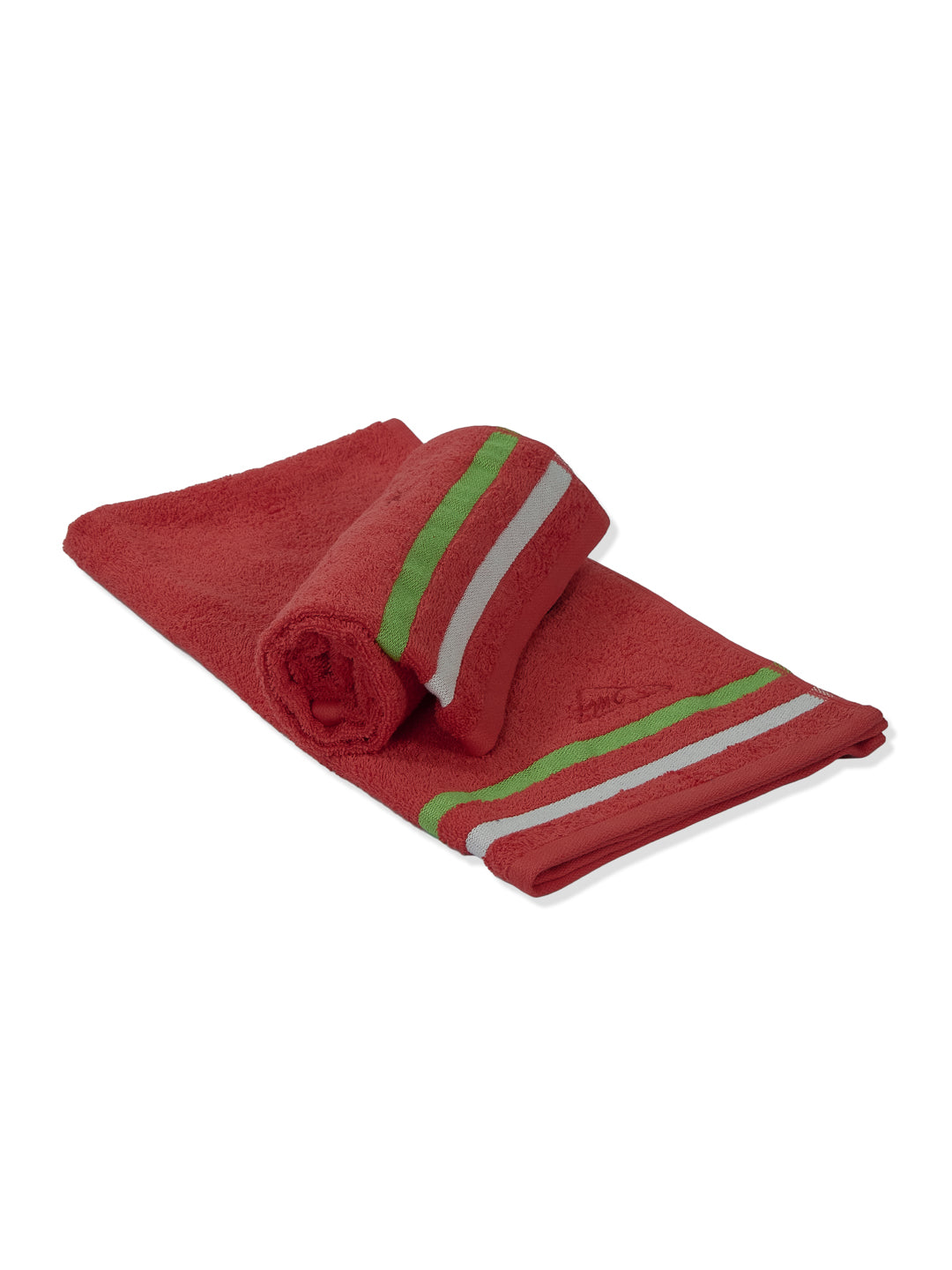 Red 100% Cotton Solid 400 GSM Gym Towel Active Dry 2 Pc Set Gift Box Pack with Free Bottle