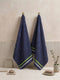 Navy Blue 100% Cotton Solid 400 GSM Gym Towel Active Dry 2 Pc Set Gift Box Pack with Free Bottle