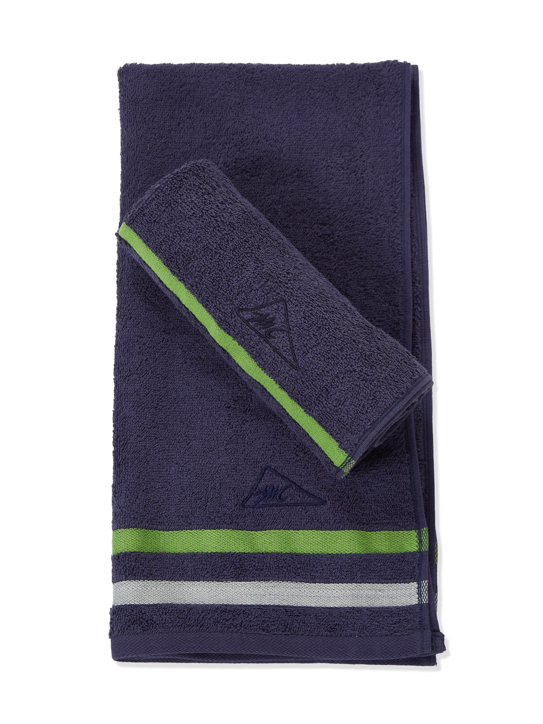Navy Blue 100% Cotton Solid 400 GSM Gym Towel Active Dry 2 Pc Set Gift Box Pack with Free Bottle