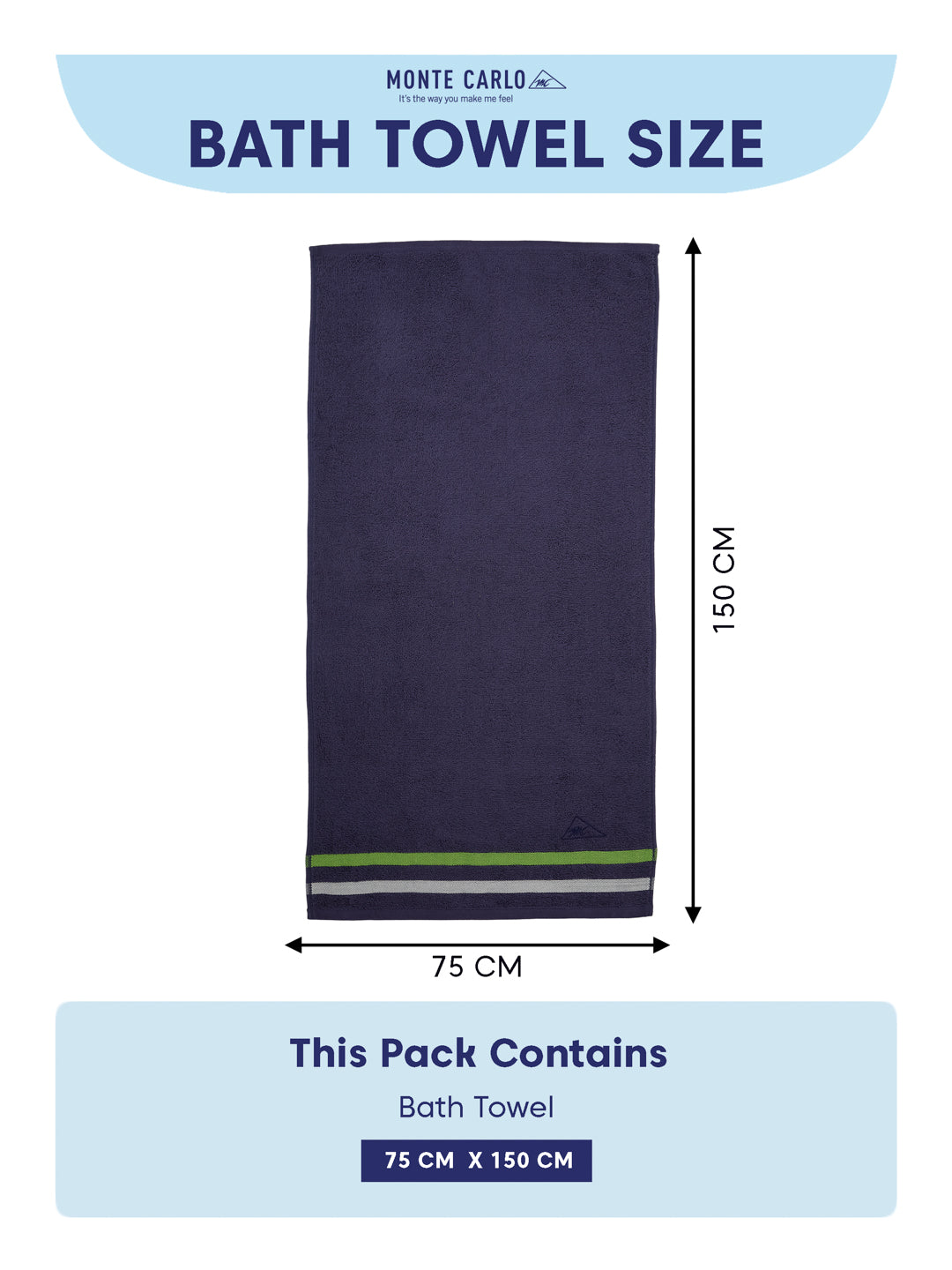 Navy Blue 100% Cotton Solid 400 GSM Gym Towel Active Dry 2 Pc Set Gift Box Pack with Free Bottle