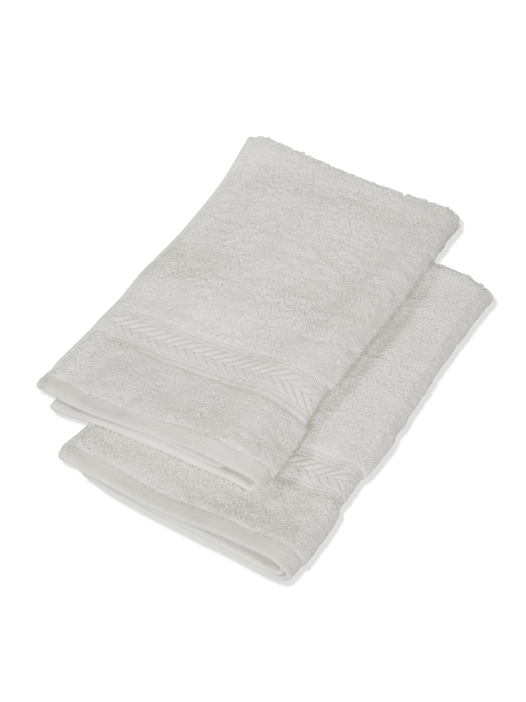 Premium White 100% Cotton Solid 525 GSM Hand Towel Amber 2 Pc Set Pvc Pack