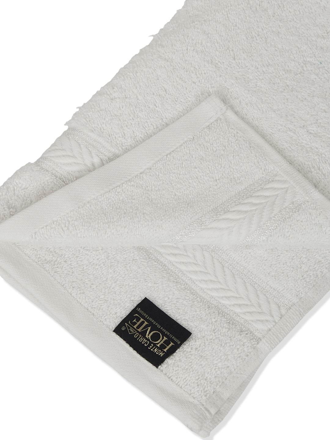 Premium White 100% Cotton Solid 525 GSM Hand Towel Amber 2 Pc Set Pvc Pack