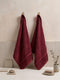 Premium Red 100% Cotton Solid 525 GSM Hand Towel Amber 2 Pc Set Pvc Pack
