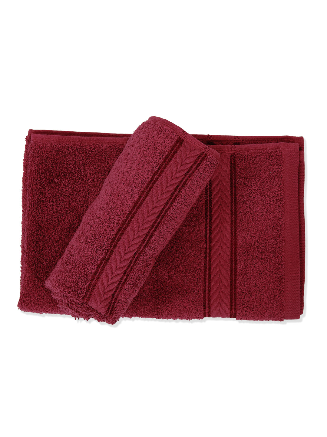 Premium Red 100% Cotton Solid 525 GSM Hand Towel Amber 2 Pc Set Pvc Pack