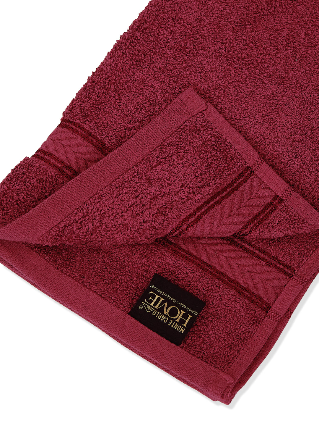 Premium Red 100% Cotton Solid 525 GSM Hand Towel Amber 2 Pc Set Pvc Pack